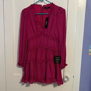 NWT Lulu’s pink ruffle dress xsmall